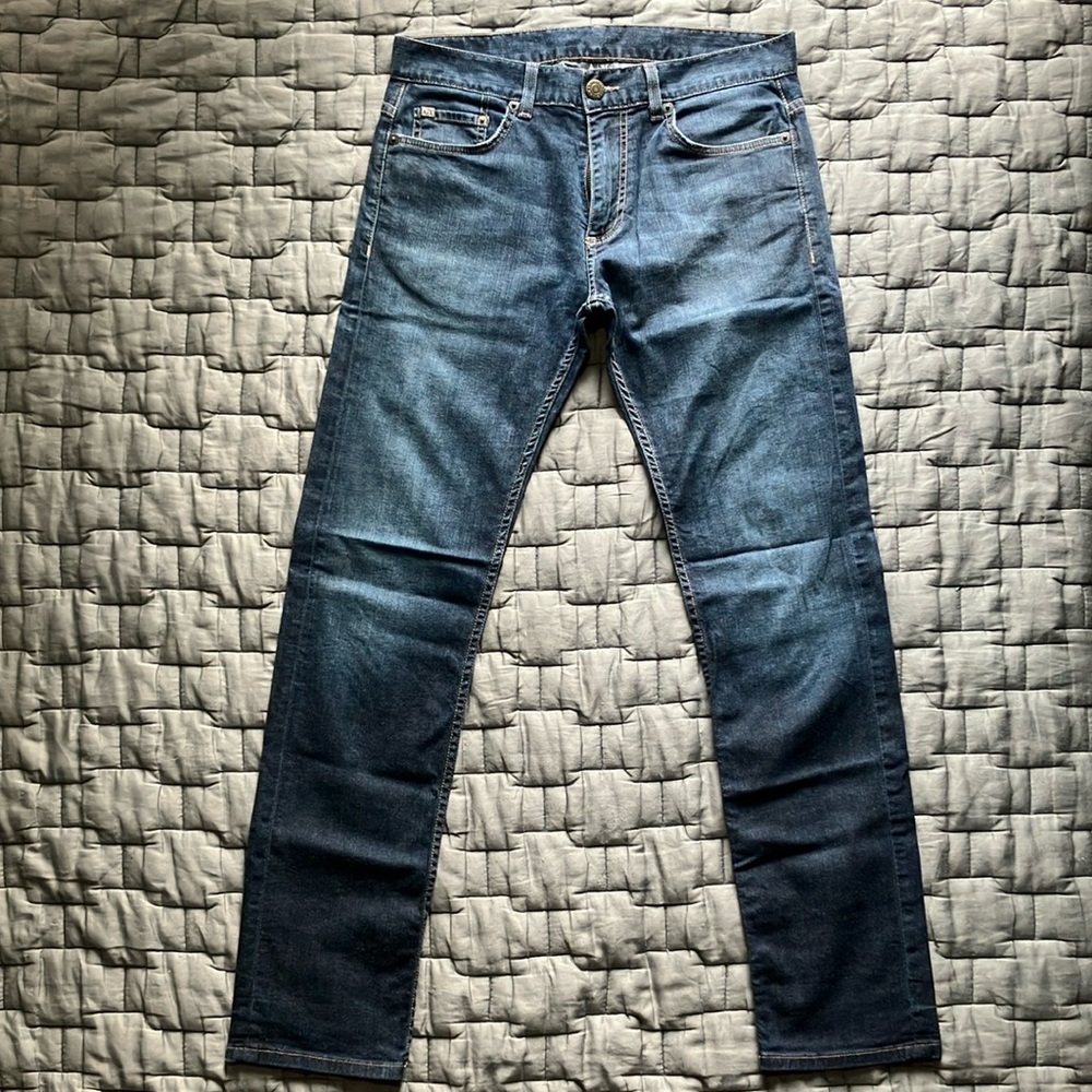 A/X Armani Exchange Blue Slim Stretch Jeans with Natural Fading
